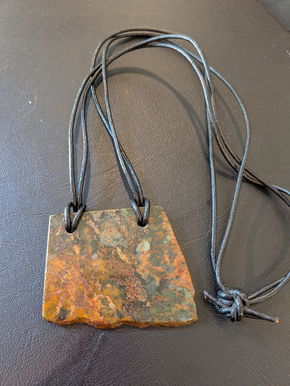 Rustic Multicolor Stone Pendant Necklace with Black Cord